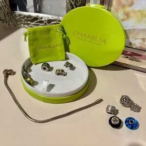 Chamilia Silver Bracelet and Charm Set